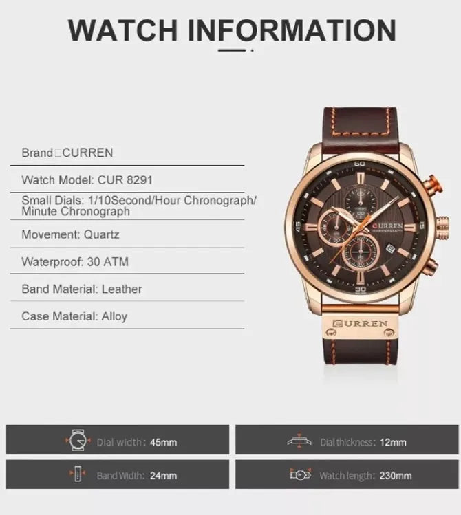 Reloj Para Hombre Curren 8291 Kreb942001 Marrón