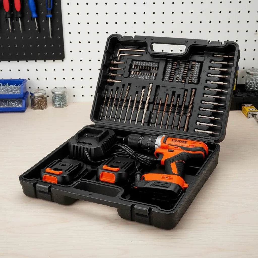 Taladro Atornillador Inalambrico Luxus 20v 10mm Brushed Kit con Accesorios 2 Baterias