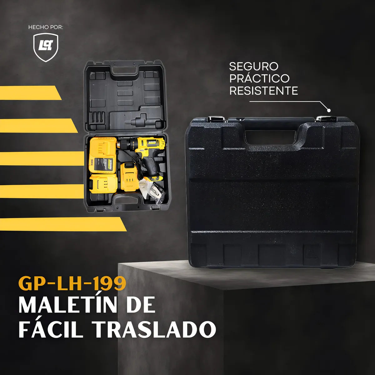 Taladro Atornillador Percutor Gp Garden Plus De Lusqtoff + 2 Baterias Inalambrico Mandril