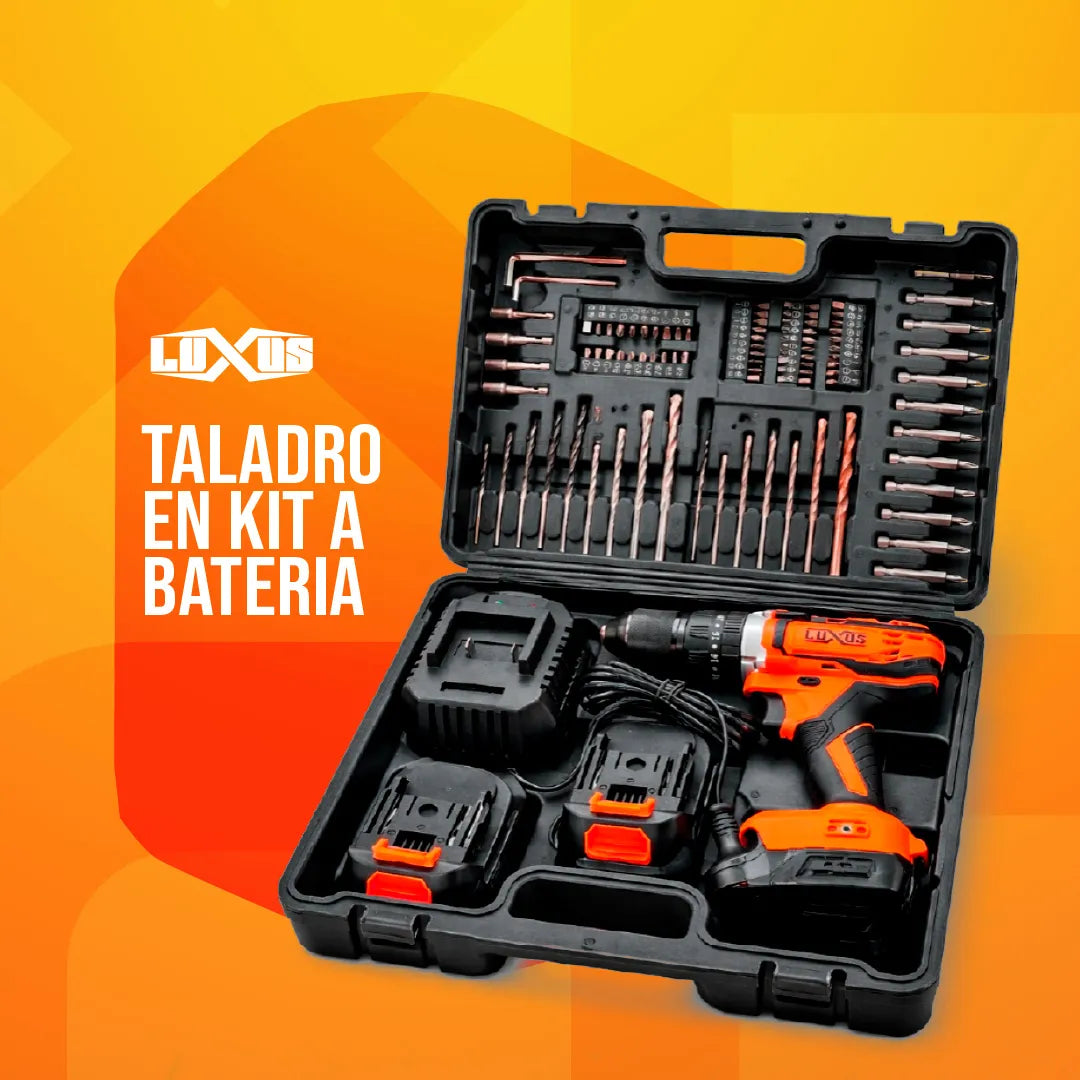 Taladro Atornillador Inalambrico Luxus 20v 10mm Brushed Kit con Accesorios 2 Baterias