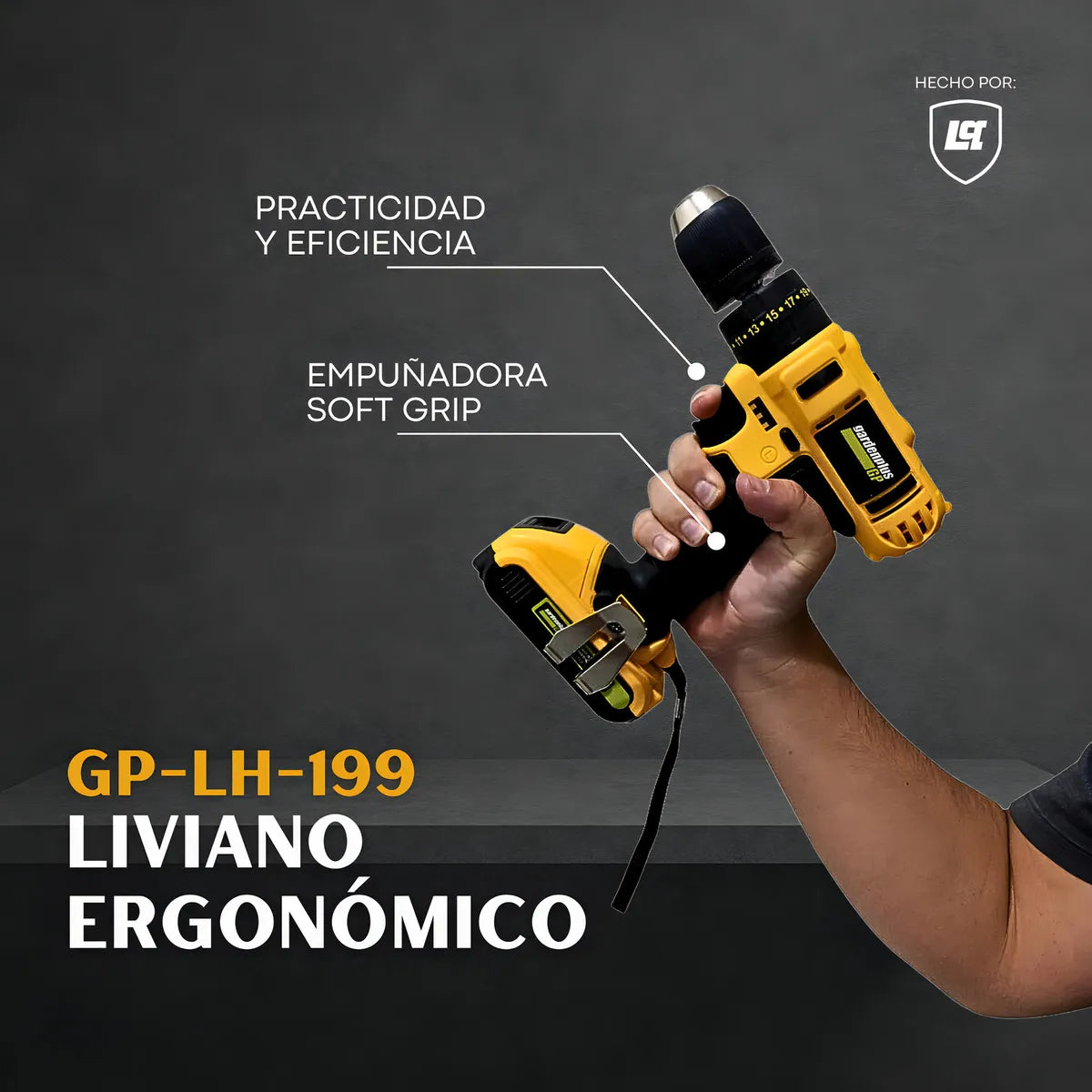 Taladro Atornillador Percutor Gp Garden Plus De Lusqtoff + 2 Baterias Inalambrico Mandril