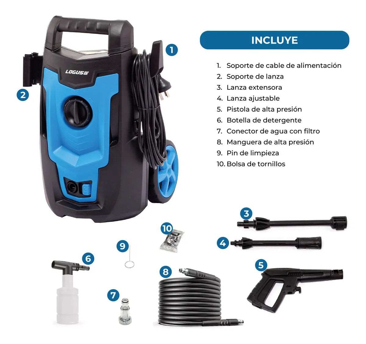 Hidrolavadora Logus 110 bar Alta Presion Pistola - Autostop